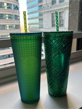 Starbucks Green Ombre & Emerald Textured Reusable Tumblers with Straws
